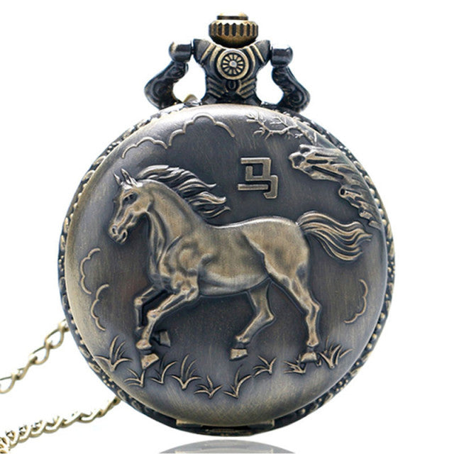 Montre à Gousset Ancienne – Ciselée Tête De Cheval – Occasion – Unisexe Adulte