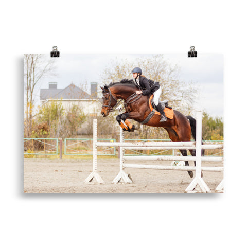 Poster Cheval Saut d'obstacle