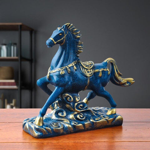 statue cheval bleu