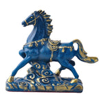 statue cheval resine bleu