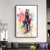 tableau cheval coloré aquarelle